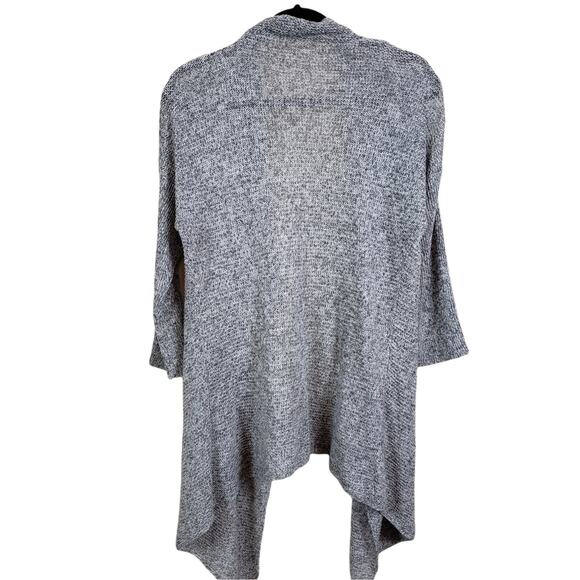 Eileen Fisher Gray Open Front Knit Linen 3/4 Sleeve Cardigan Sweater Size Medium - Picture 2 of 7